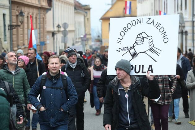 Coronavirus in Kroatien, Impfgegner protestieren in Zagreb