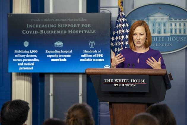 Coronavirus in den USA, Weißes Haus Pressesprecherin Jen Psaki Pressekonferenz in Washington DC