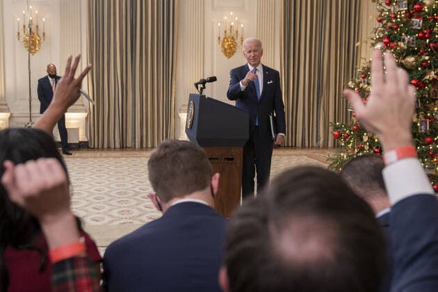 Coronavirus in den USA, Präsident Joe Biden Pressekonferenz in Washington DC