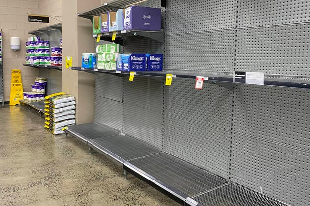 Coronavirus in Australien, Leere Regale in Supermarkt in Sydney