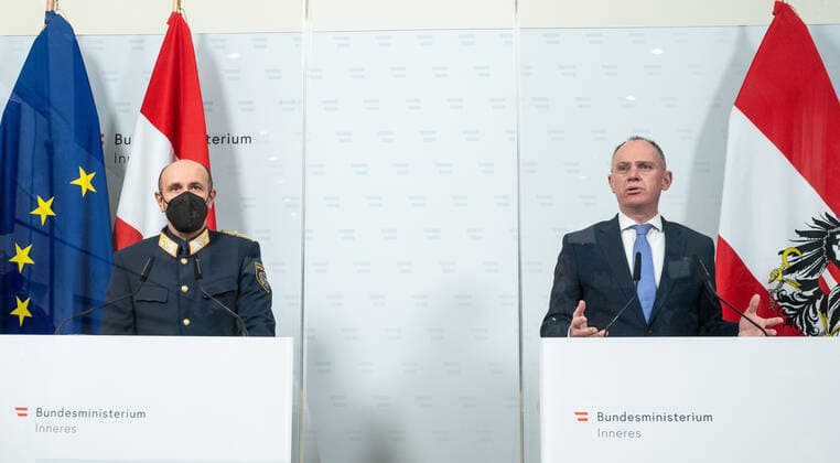 Coronavirus in Österreich, Gerhard Karner und Franz Ruf Pressekonferenz in Wien