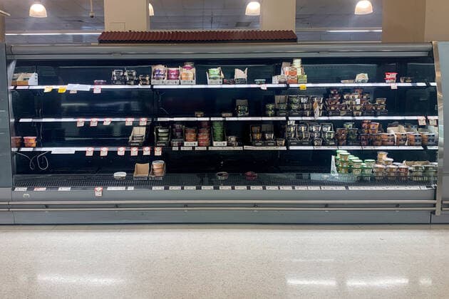 Coronavirus in Australien, Leere Regale in Supermarkt in Sydney