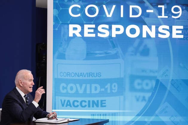 Coronavirus in den USA, Präsident Joe Biden Videokonferenz in Washington DC
