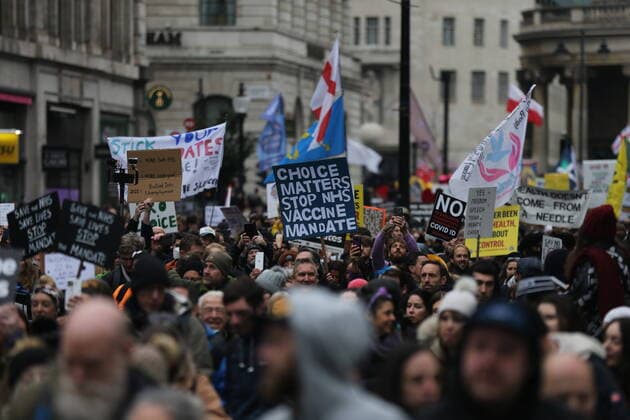 Coronavirus in Großbritannien, Impfgegner-Proteste in London