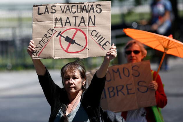 Coronavirus in Chile, Proteste von Impfgegnern in Santiago