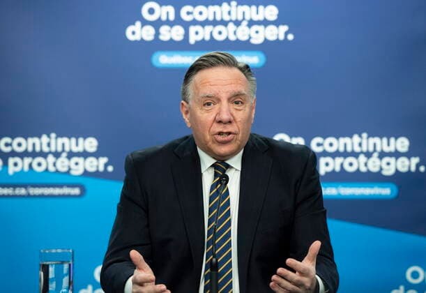 Coronavirus in Kanada, Quebec Premier Francois Legault Pressekonferenz in Montreal