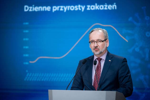 Coronavirus in Polen, Gesundheitsminister Adam Niedzielski Pressekonferenz in Warschau