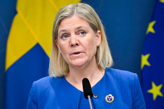 Schweden, Magdalena Andersson Pressekonferenz in Stockholm