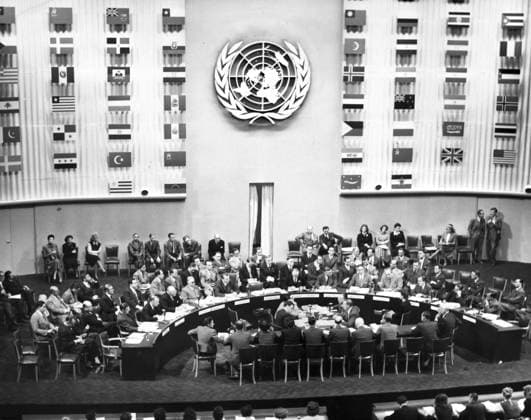 Die UN proklamiert die Allgemeine Erklärung der Menschenrechte, 75. Jahrestag am 10. Dezember