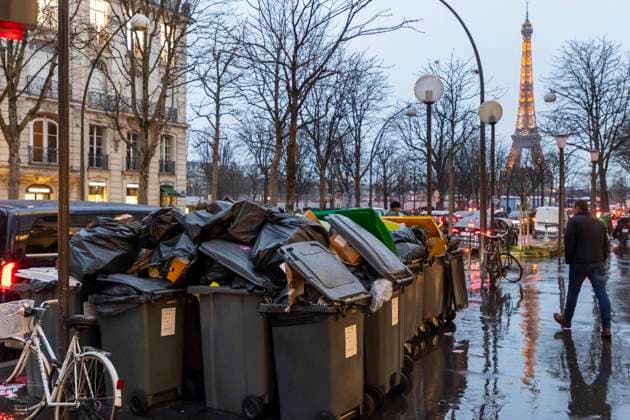 Streik der Müllabfuhr in Frankreich, wachsende Müllberge in Paris, Archivbilder