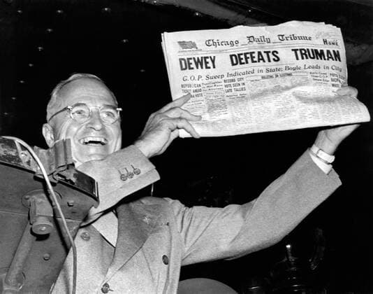 Amtsinhaber Harry S. Truman gewinnt die Präsidentenwahl in den USA, 75. Jahrestag am 2. November