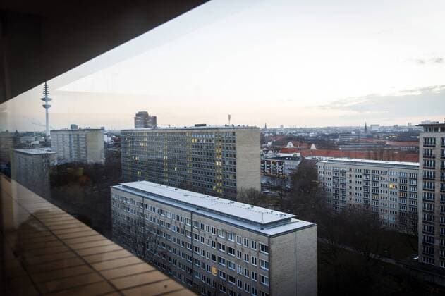 Bau der Grindel-Hoch­häu­ser in Hamburg, 80. Jahrestag am 12. Juli
