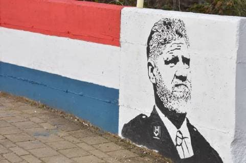 Praljak Bildnis auf Mauer in Bilice