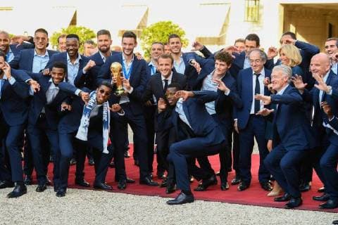 Frankreich, Macron empfängt Fußball-Weltmeister im Elysee Palast in Paris