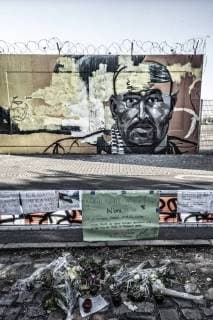 Berlin, Graffiti mit dem Konterfei von Nidal R.