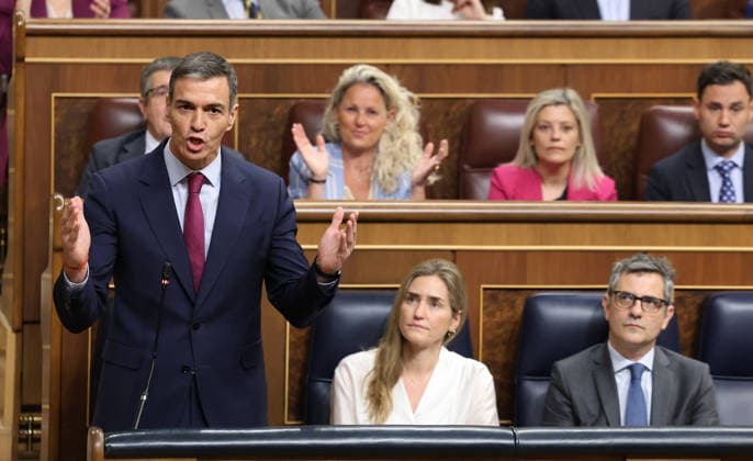 Spanien, Pedro Sanchez während Parlamentssitzung in Madrid