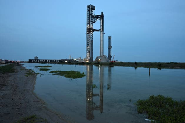 USA, SpaceX Rakete auf der Starbase in Texas