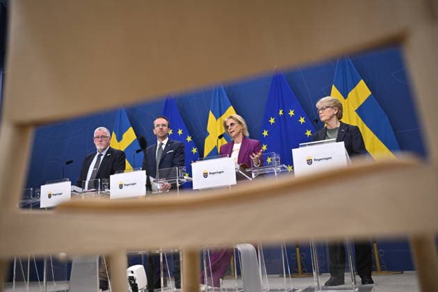Schweden, Pressekonferenz über Maßnahmen zur globalen Energiekrise in Stockholm
