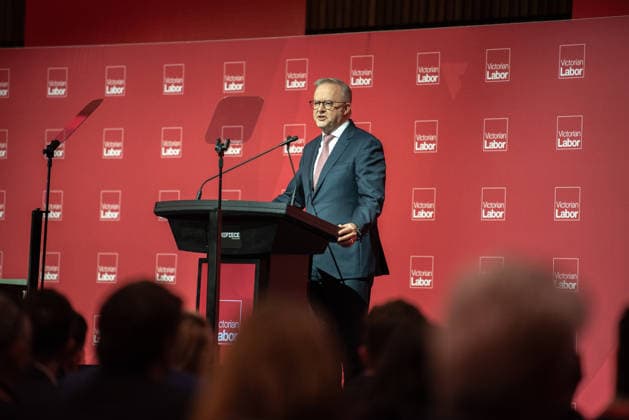 Australien, Anthony Albanese während Labour Konferenz in Melbourne