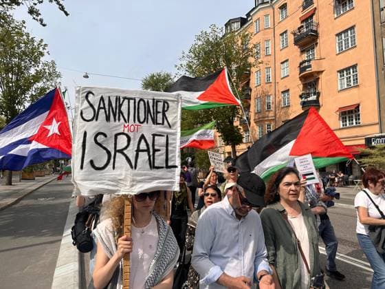 Schweden, Protest gegen Israels Einsatz gegen die Global Sumud Flotilla in Stockholm