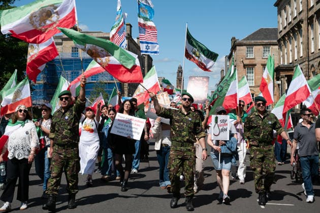 Schottland, Demonstration gegen das iranische Regime in Glasgow