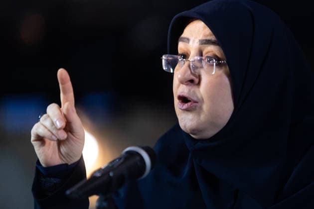 Iran, Fatemeh Mohajerani Pressekonferenz in Teheran