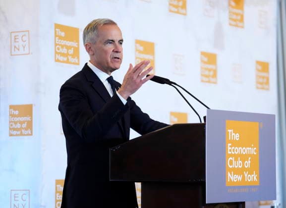 USA, Premier Mark Carney spricht beim Economic Club of New York