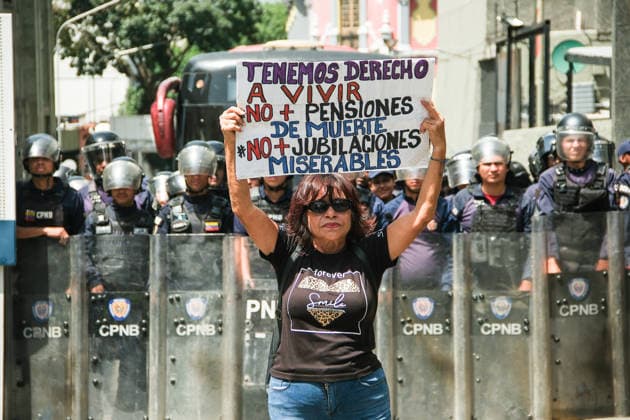Venezuela, Protest von Rentnern in Caracas am Seniorentag