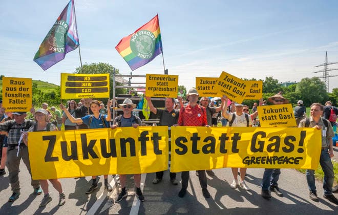 NRW, Greenpeace-Demonstration in Hamm gegen neue Gaskraftwerke