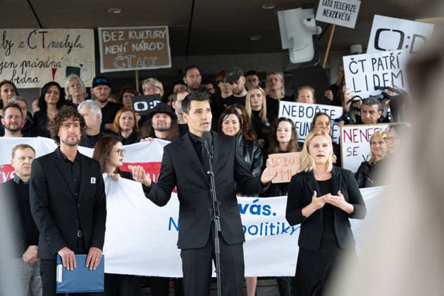 Tschechien, Protest gegen geplante Änderungen bei der Finanzierung der öffentlich-rechtlichen Medien in Prag