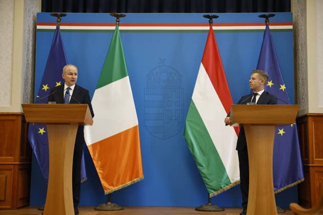 Ungarn, Premierminister Peter Magyar trifft seinen irischen Amtskollegen Michael Martin in Budapest