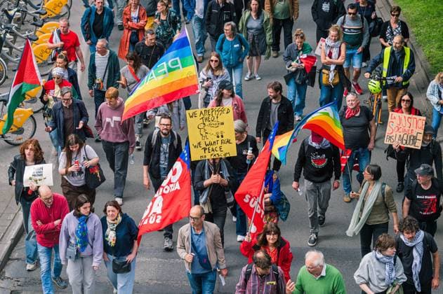 Belgien, Protest gegen Militarisierung und Krieg in Brüssel