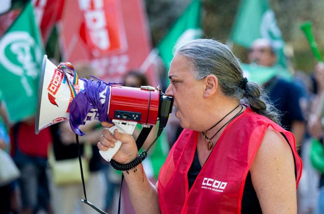Spanien, Kundgebung der Sozialversicherungs-Beschäftigten vor der INSS-Generaldirektion in Madrid
