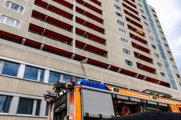 Hessen, Feuer in einem Hochhaus in Frankfurt am Main