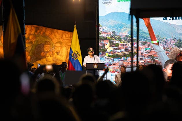 Kolumbien, Gustavo Petro bei Kundgebung in Medellin