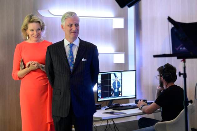 Royals, Belgien, König Philippe und Königin Mathilde besuchen RTBF-Hauptsitz in Evere