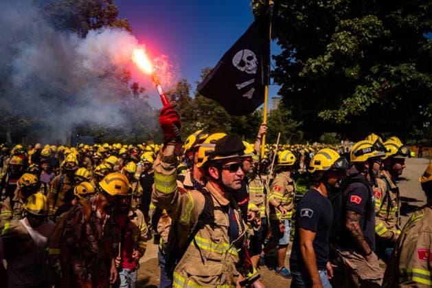 Spanien, Protest von Feuerwehrleuten in Barcelona