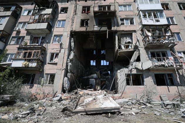 Ukraine-Krieg, Schäden im russischen Gorlovka nach Drohnen-Angriff