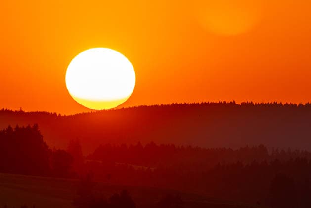 Bayern, Sonnenuntergang im Ostallgäu bei Rückholz