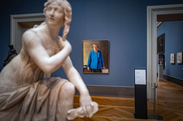 Berlin, Porträt von Angela Merkel im Bode-Museum