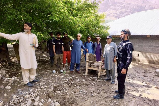 Pakistan, Sturzfluten in den Gebieten Brozi und Ayoon
