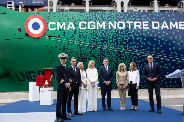 Frankreich, Taufe der CMA CGM Notre Dame in Le Havre