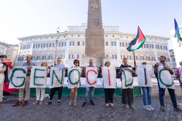 Nahostkonflikt, Rom, Protest zum 1.000. Tag seit dem 7. Oktober, dem Terrorangriff der Hamas auf Israel