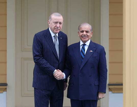 Türkei, Präsident Recep Tayyip Erdogan trifft Pakistans Premierminister Shehbaz Sharif in Istanbul