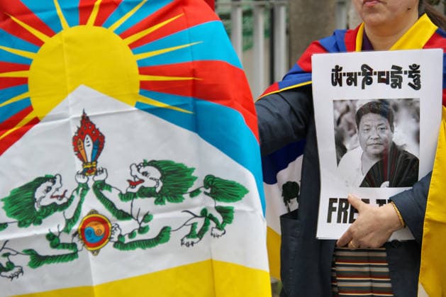 Tokio, Pro-tibetische Demonstration in Gedenken an Aktivisten Lobga Rangzen er sich vor UN-Zentrale in New York selbst verbrannte