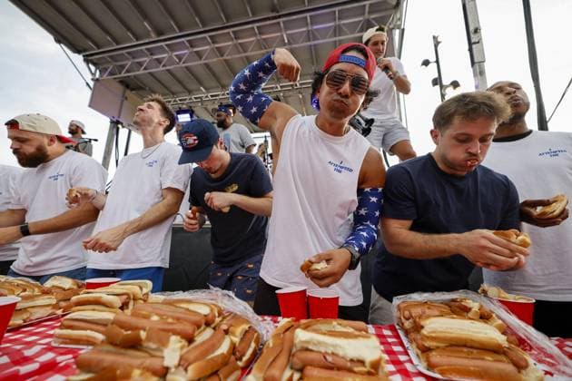 250. Unabhängigkeitstag der USA, Hot Dog Eating Contest in Tampa. Florida