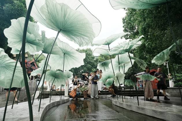 Arts, Lotusblatt-Installation Iin Hangzhou, China