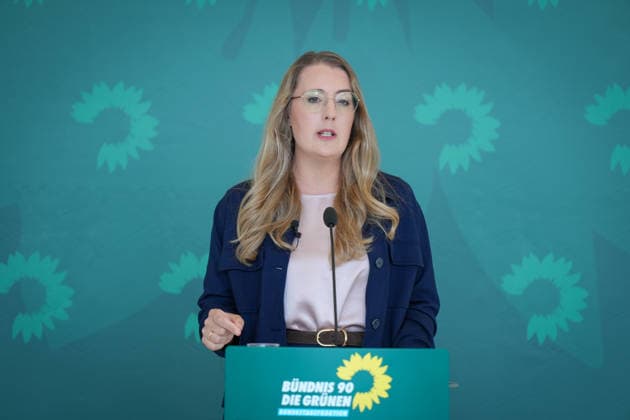 Deutschland, Die Grünen Pressekonferenz mit Katharina Dröge in Berlin