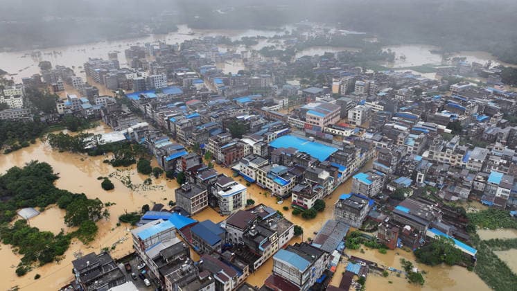 China, Überschwemmungen in Region Guangxi