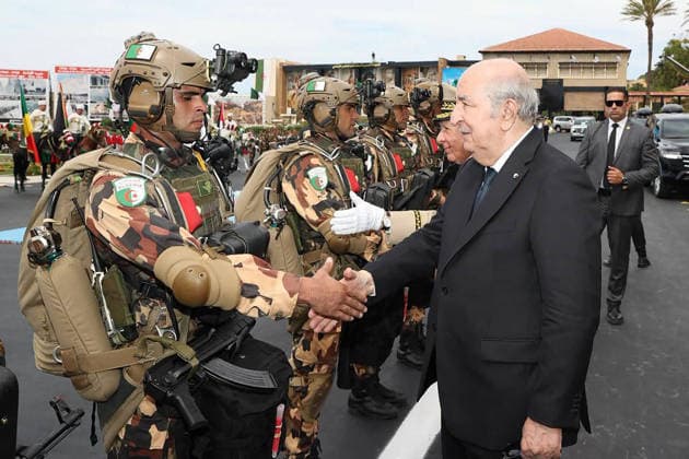 Algerien, Präsident Abdelmadjid Tebboune bei Abschlussfeier der Militärakademie in Cherchell